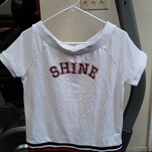 Short sleeve off shoulder sweatshirt